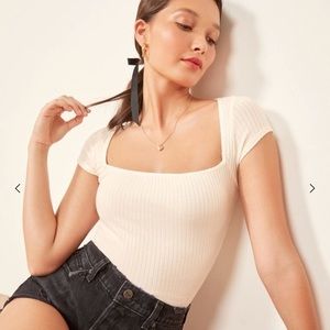 Reformation Bardot Top - Ivory - Size Small